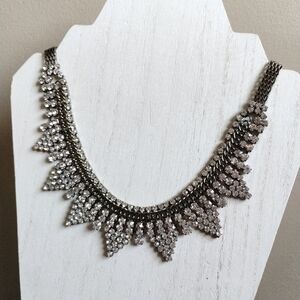Beautiful Rhinestone Gunmetal Tone Statement Necklace | Etc! Brand